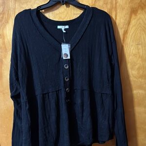 Women's Black Button-Up Top